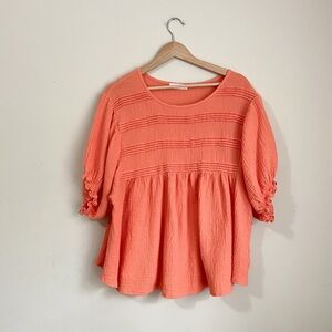 Coral Pink Babydoll Flowy Blouse